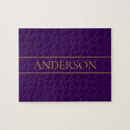 Puzzle Texto de Personalizable elegante | Oro y púrpura p