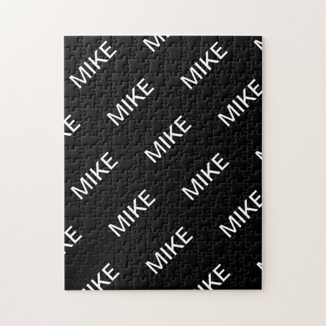 Puzzle Texto de personalizable | Negra y blanca moderna (Vertical)