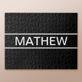 Puzzle Texto de personalizable | Negra y blanca moderna