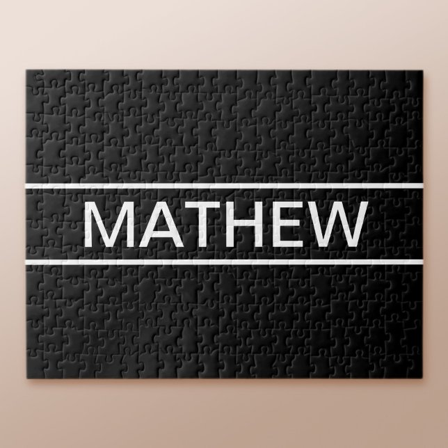 Puzzle Texto de personalizable | Negra y blanca moderna (Subido por el creador)