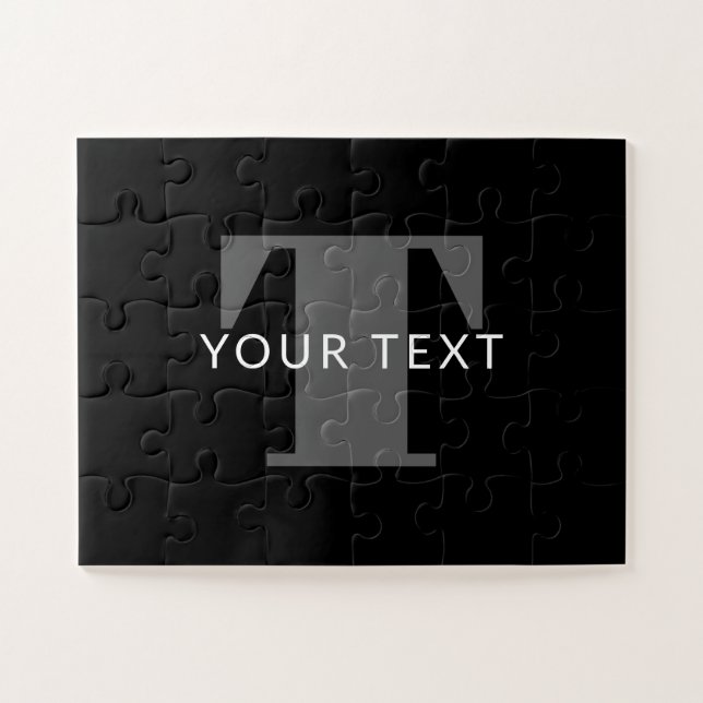 Puzzle Texto editable en negrita | Blanco negro y gris (Horizontal)