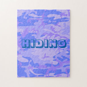 Puzzle Texto Oculto Divertido Camuflaje Azul Pastel
