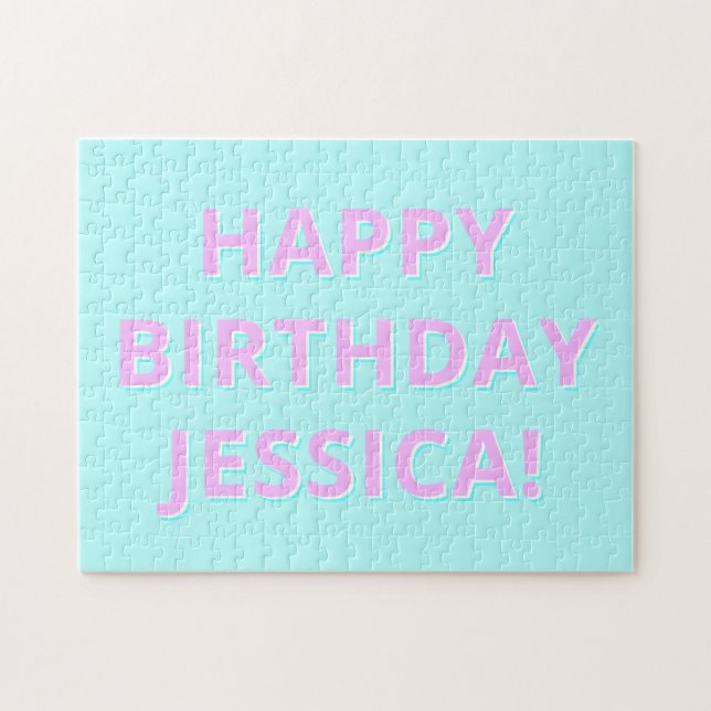 Puzzle Texto personalizable Feliz Cumpleaños a cualquier  (Horizontal)