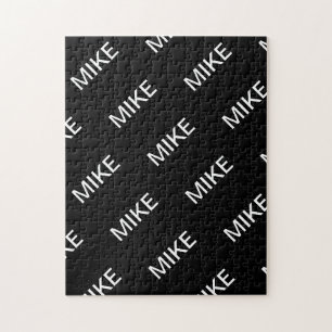 Puzzle Texto personalizable Negro y blanco moderno y ne