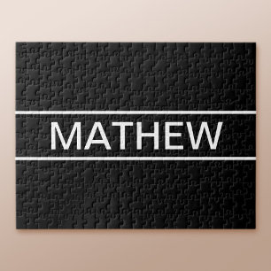 Puzzle Texto personalizable   Negro y blanco moderno y ne