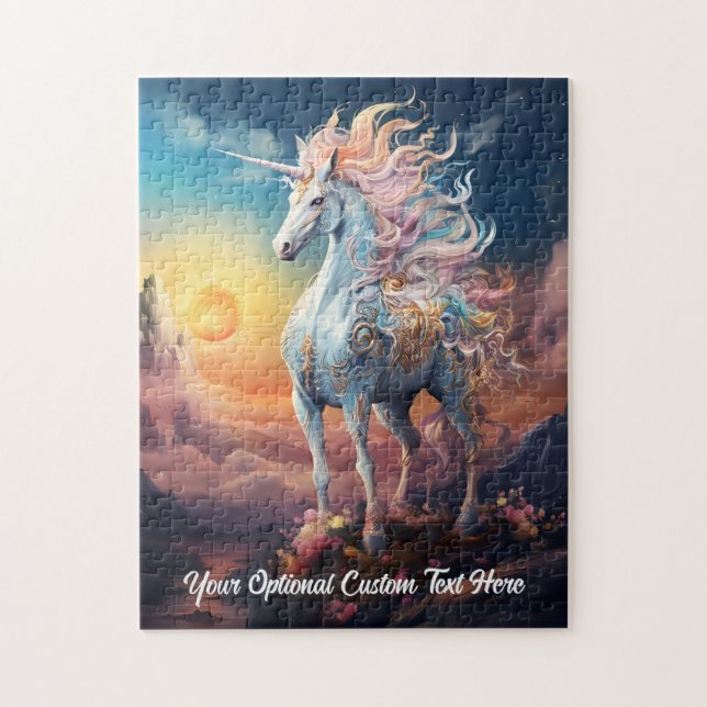 Puzzle Texto personalizado Bonito Unicornio (Vertical)