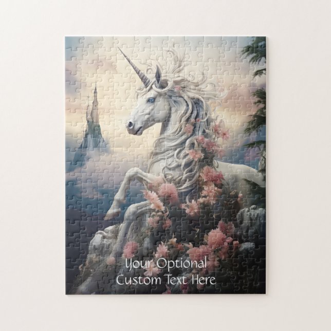 Puzzle Texto personalizado Bonito Unicornio (Vertical)