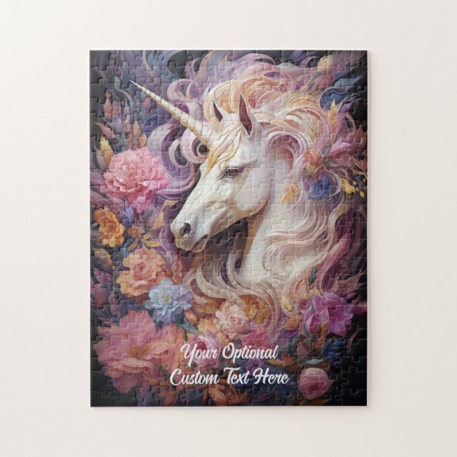 Puzzle Texto personalizado Bonito Unicornio (Vertical)