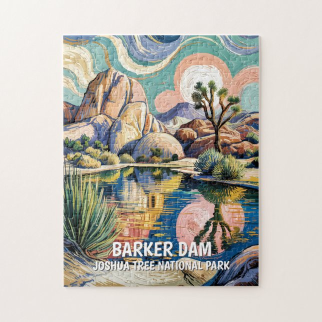 Puzzle Texto personalizado Joshua Tree Dam Lago de montañ (Vertical)