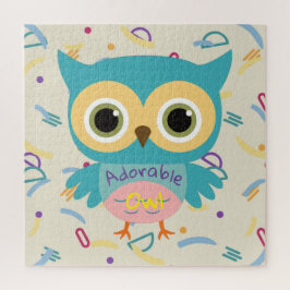 Puzzle texto personalizado lindo búho niños de color past