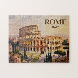 Puzzle Texto personalizado Roma Italia Coliseo Acuarela R