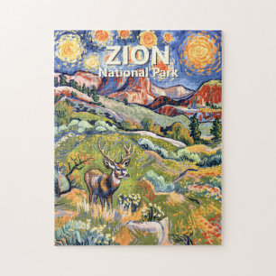 Puzzle Texto personalizado Zion Animal Ciervo Paisaje Col