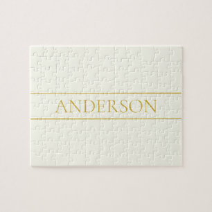 Puzzle Texto simple elegante personalizable Blanco dora