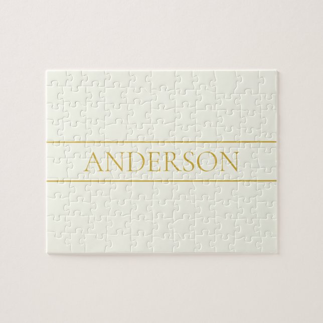 Puzzle Texto simple elegante personalizable | Blanco dora (Horizontal)
