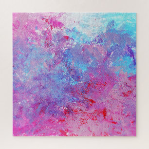 Puzzle Textura creativa rosa-azul, manchas de pintura.