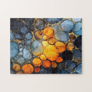 Puzzle Textura de burbuja colorida con arte fluido de oro