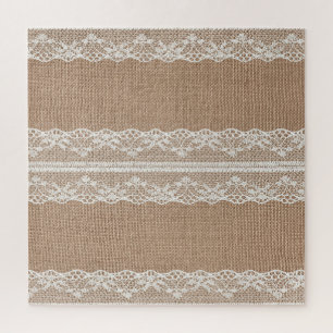 Puzzle Textura de encaje blanco-negro de Burlap marrón