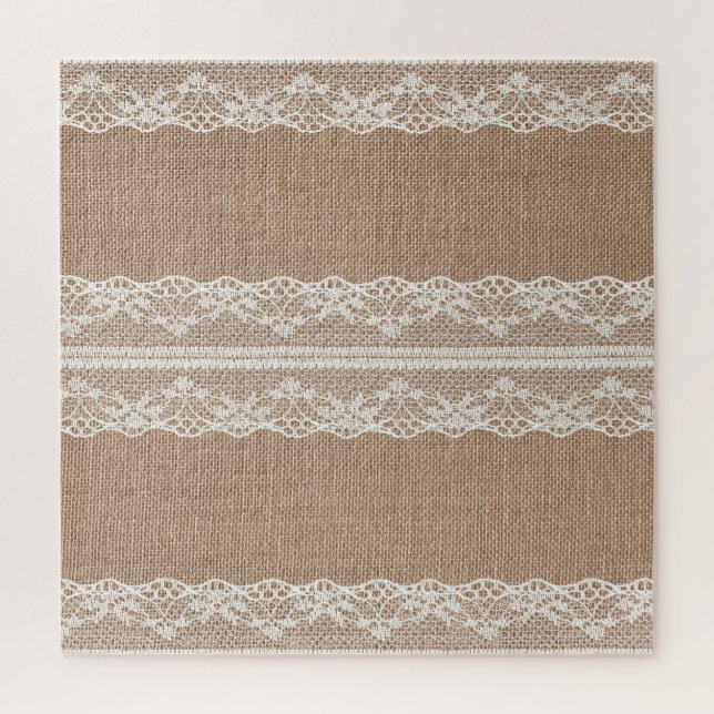 Puzzle Textura de encaje blanco-negro de Burlap marrón (Vertical)