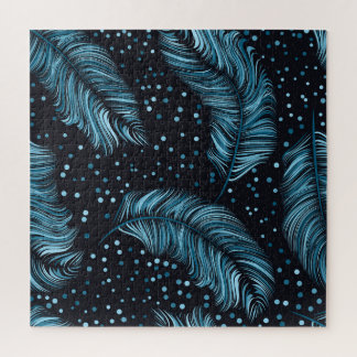 Puzzle Textura de plumas oscuras sin foco, vintage abstra