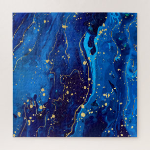 Puzzle Textura lujosa de mármol de oro azul