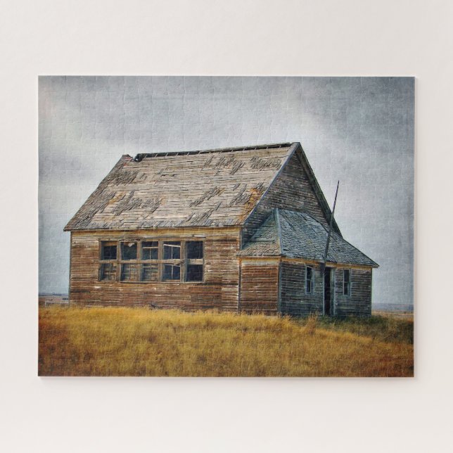 Puzzle Textured Vintage Schoolhouse Photo (Horizontal)
