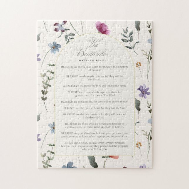 Puzzle The Beatitudes Matthew 5:3–12 Floral Scripture (Vertical)