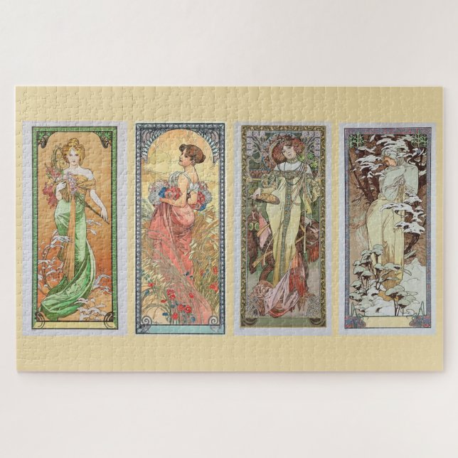 Puzzle The Four Seasons 1900: An Art Nouveau de Mucha (Horizontal)