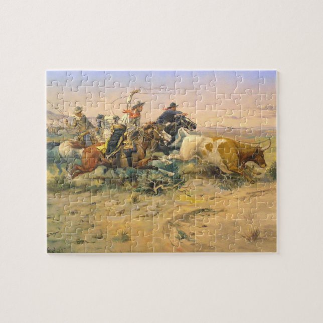 Puzzle The Herd Quitter Cowboy Wranglers C Russell 1897 (Horizontal)