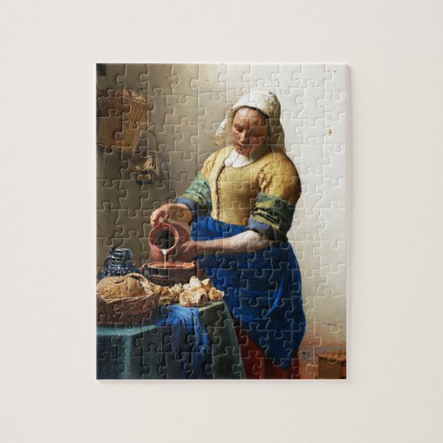 Puzzle The Milkmaid, Custom gifts. Painting by Vermeer (Vertical)