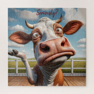 Puzzle The Silly Cow - "¿En serio?" Diseño de comillas di