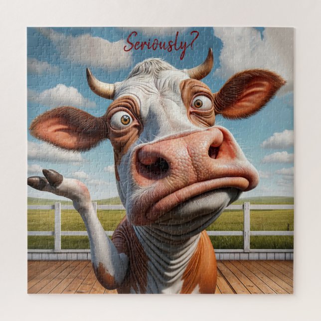 Puzzle The Silly Cow - "¿En serio?" Diseño de comillas di (Vertical)
