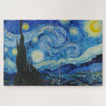 Puzzle The Starry Night - Vincent Van Gogh<br><div class="desc">View from the psychiatric hospital at Saint-Rémy-de-Provence (France),  just before sunrise,  with addition of an imaginary village. Oil on canvas (1889) by Dutch painter Vincent van Gogh.</div>