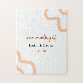 Puzzle The wedding of add bride groom name date peach