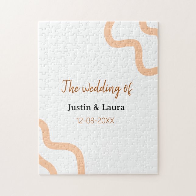 Puzzle The wedding of add bride groom name date peach (Vertical)