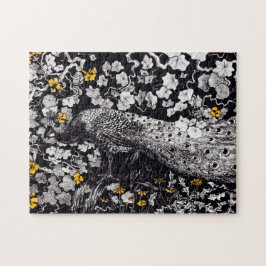 Puzzle Theo Van Hoytema Retro Peacock Clip Art Negro y