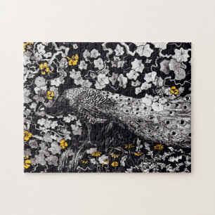 Puzzle Theo Van Hoytema Retro Peacock Clip Art Negro y