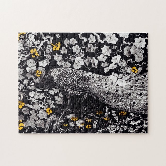 Puzzle Theo Van Hoytema Retro Peacock Clip Art Negro y (Horizontal)