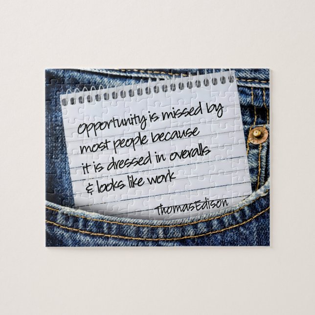 Puzzle Thomas Edison cita Inspiradora "Oportunidad" (Horizontal)