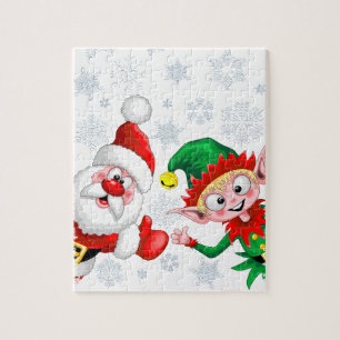 Puzzle Thumbup de caracteres de Navidades de Santa y Elf