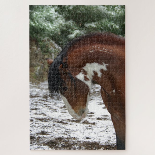 Puzzle Thunder Snow Mustang Stallion (Vertical)