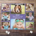 Puzzle Tía Collage de fotos Púrpura<br><div class="desc">Dale a la tía más grande del mundo un divertido rompecabezas de fotos personalizados que ella valorará y disfrutará durante años. Puedes personalizar con ocho fotos familiares de sobrinas, sobrinos, otros miembros de la familia, mascotas, etc., personalizar la expresión "Mejor Tía de la Historia" y si se llama "Tía", "Tía",...</div>