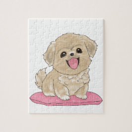 Puzzle Tibetan Spaniel auf Kissen 
