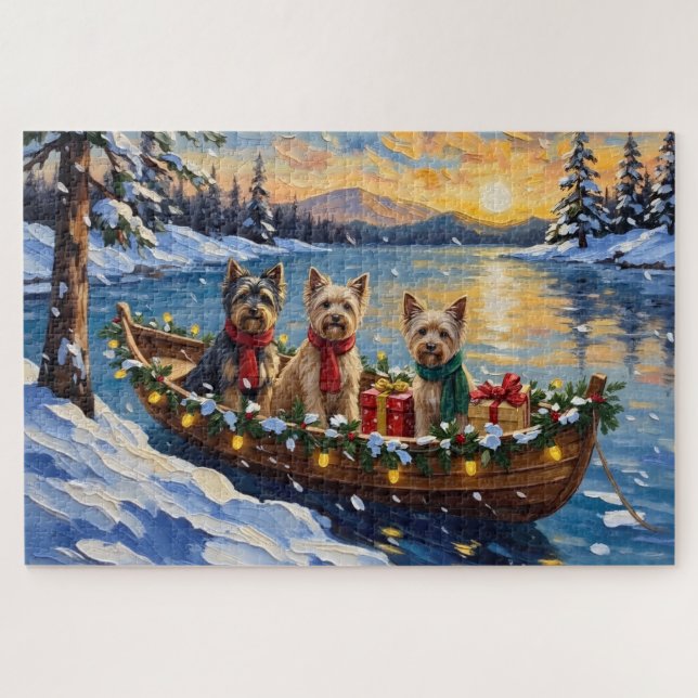 Puzzle Tibetan Terrier Christmas Boat Holiday (Horizontal)
