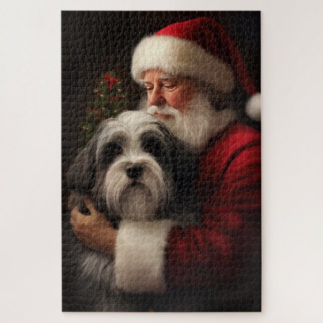 Puzzle Tibetan Terrier Santa Claus Navideño  (Vertical)