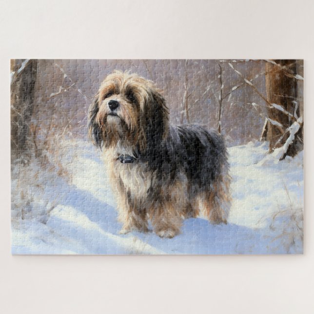 Puzzle Tibetano aterrador deja que nieva a Navidades (Horizontal)
