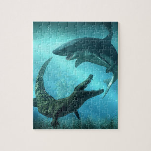 Puzzle Tiburón contra cocodrilo