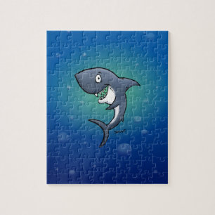 Puzzle Tiburón Divertido Sonriendo sobre Fondo Azul