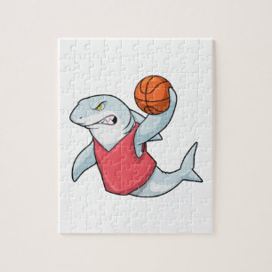 Puzzle Tiburón en deportes con baloncesto