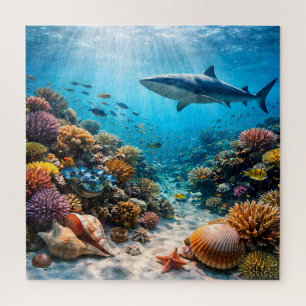 Puzzle Tiburón majestuoso en alteración de arrecife de co