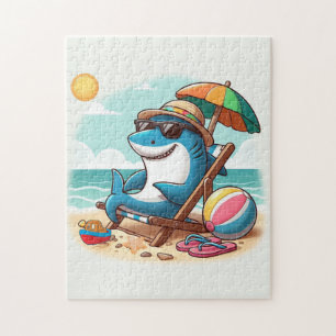 Puzzle Tiburón personalizado lindo costero/playa
